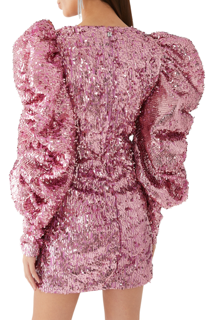 Sequin Puff-Sleeve Mini Dress